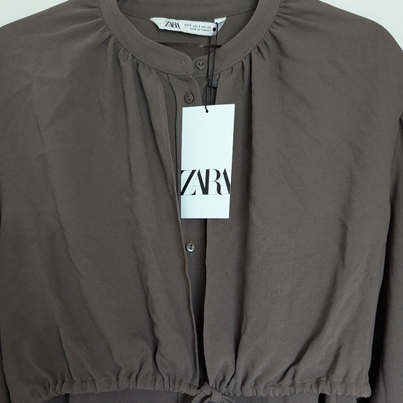 Zara Button Up Dress Olive Green Size Small - Picture 3 of 4